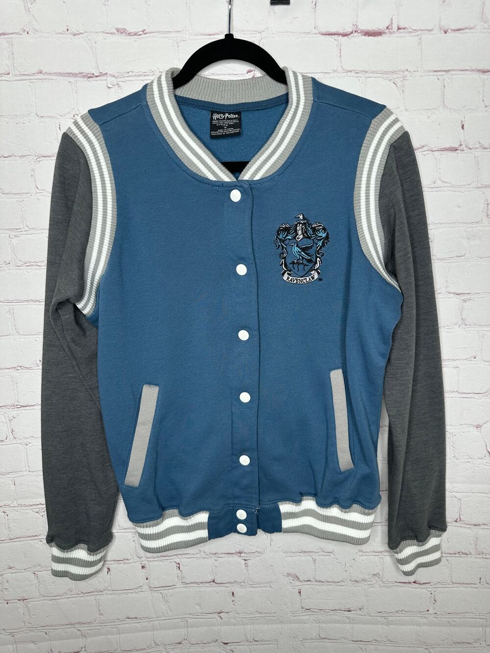 Harry Potter Ravenclaw Varsity Jacket Fleece Grey Blue Kids Medium School Coat
